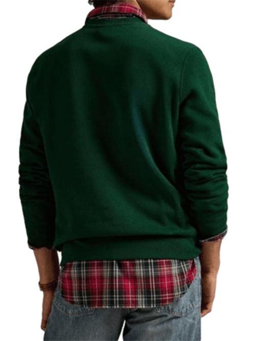 Felpa da uomo girocollo in puro cotone con stampa BEAR, colore verde POLO RALPH LAUREN | 710981794001